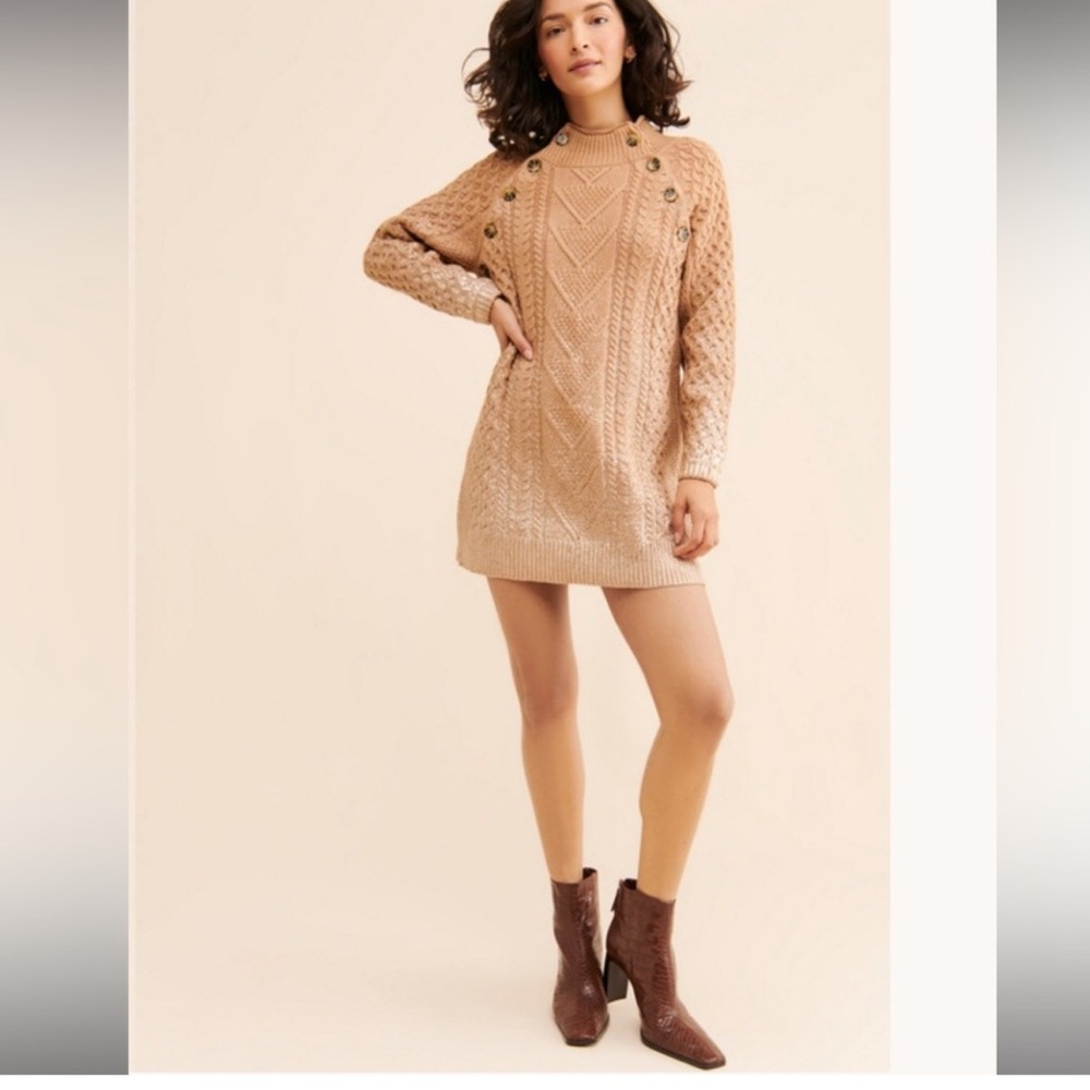 Pilcro Anthropologie‎ Cable Knit Fisherman Tunic Dress Size XS